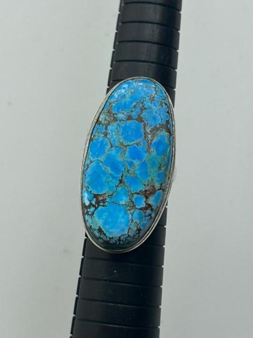 925 Silver Turquoise Oval Statement Ring - Blue Stone Ring